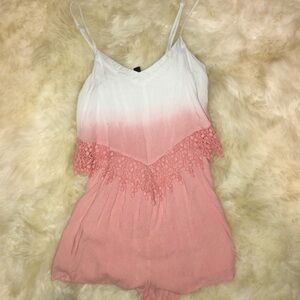 NWT LF paper heart ombré pink lace romper